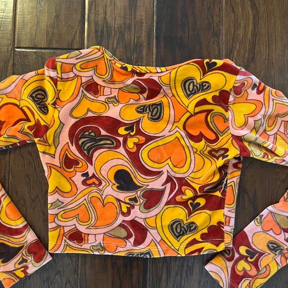 NWT Funky Colorful Groovy Urban Outfitters heart long sleeve blouse - Picture 3 of 5